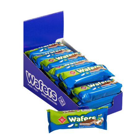 Вафлі з начинкою "Wafers" кокос, 1200г (24*50г) (пак1,2)